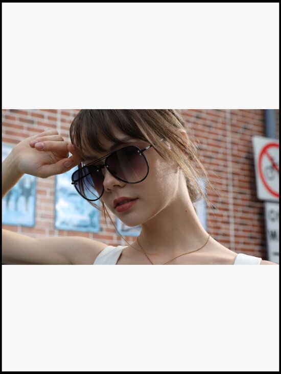 Oversized Aviator Rimless Metal Frame Sunglasses with Spring Hinges main image 7